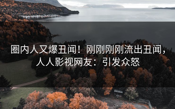 圈内人又爆丑闻！刚刚刚刚流出丑闻，人人影视网友：引发众怒