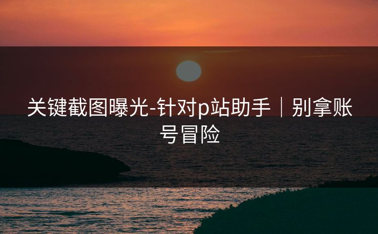 关键截图曝光-针对p站助手｜别拿账号冒险