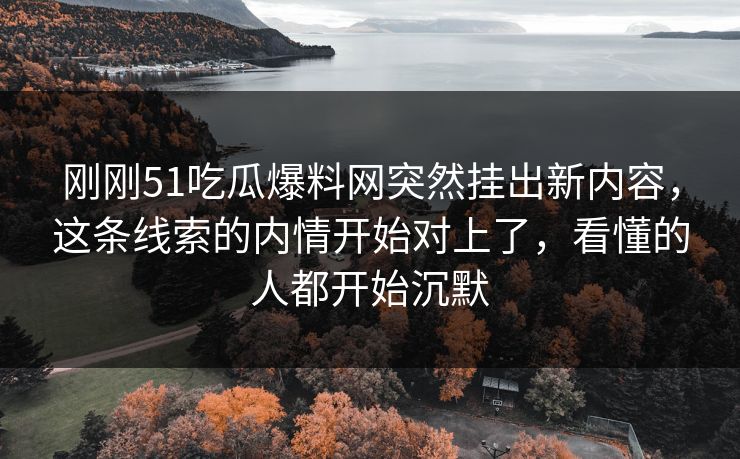 刚刚51吃瓜爆料网突然挂出新内容，这条线索的内情开始对上了，看懂的人都开始沉默